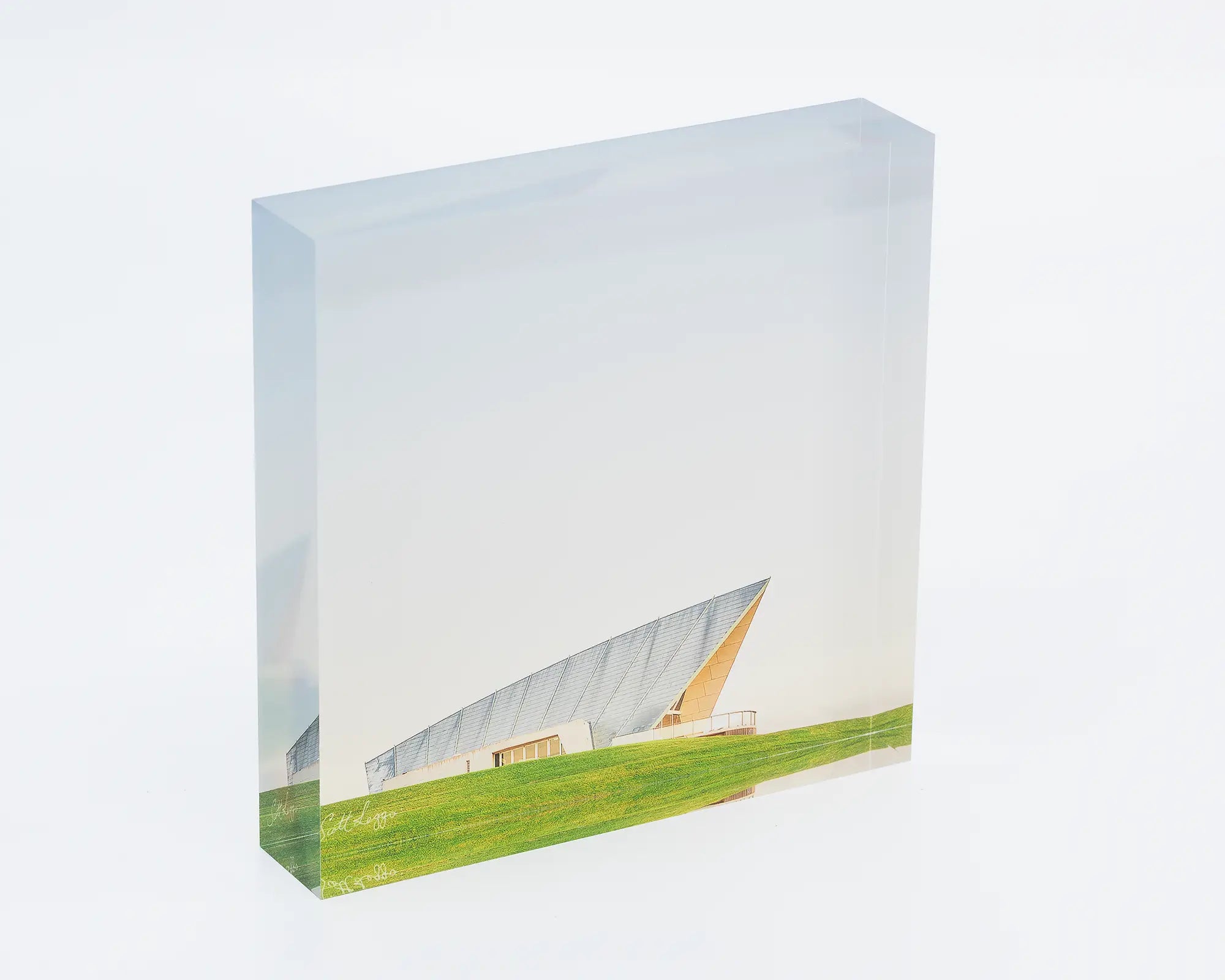 Carity acrylic block - Margaret Whitlam pavillion, National Arboretum, Canberra, artwork.