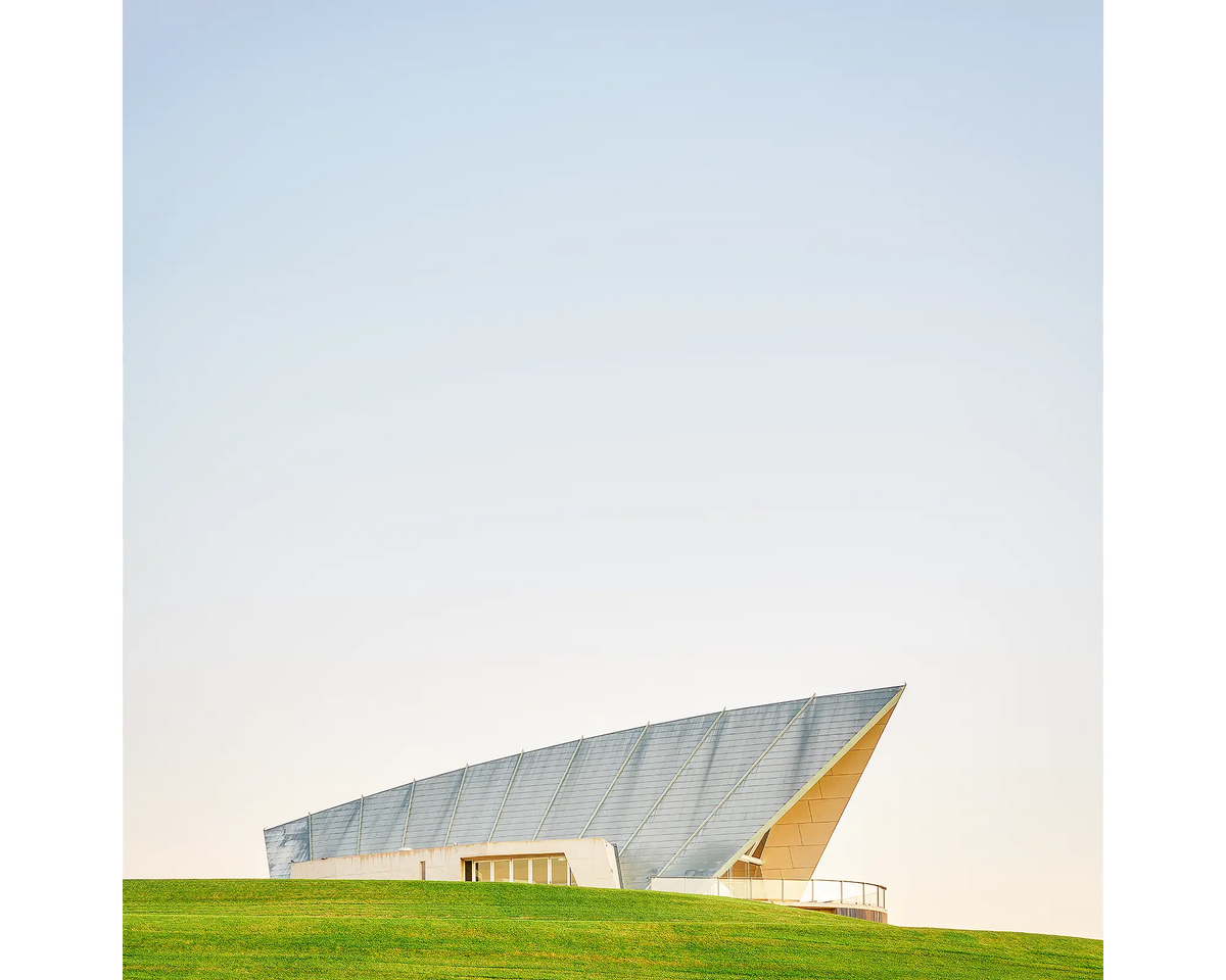 Margaret Whitlam Pavillion at the National Arboretum in Canberra on a clear day.