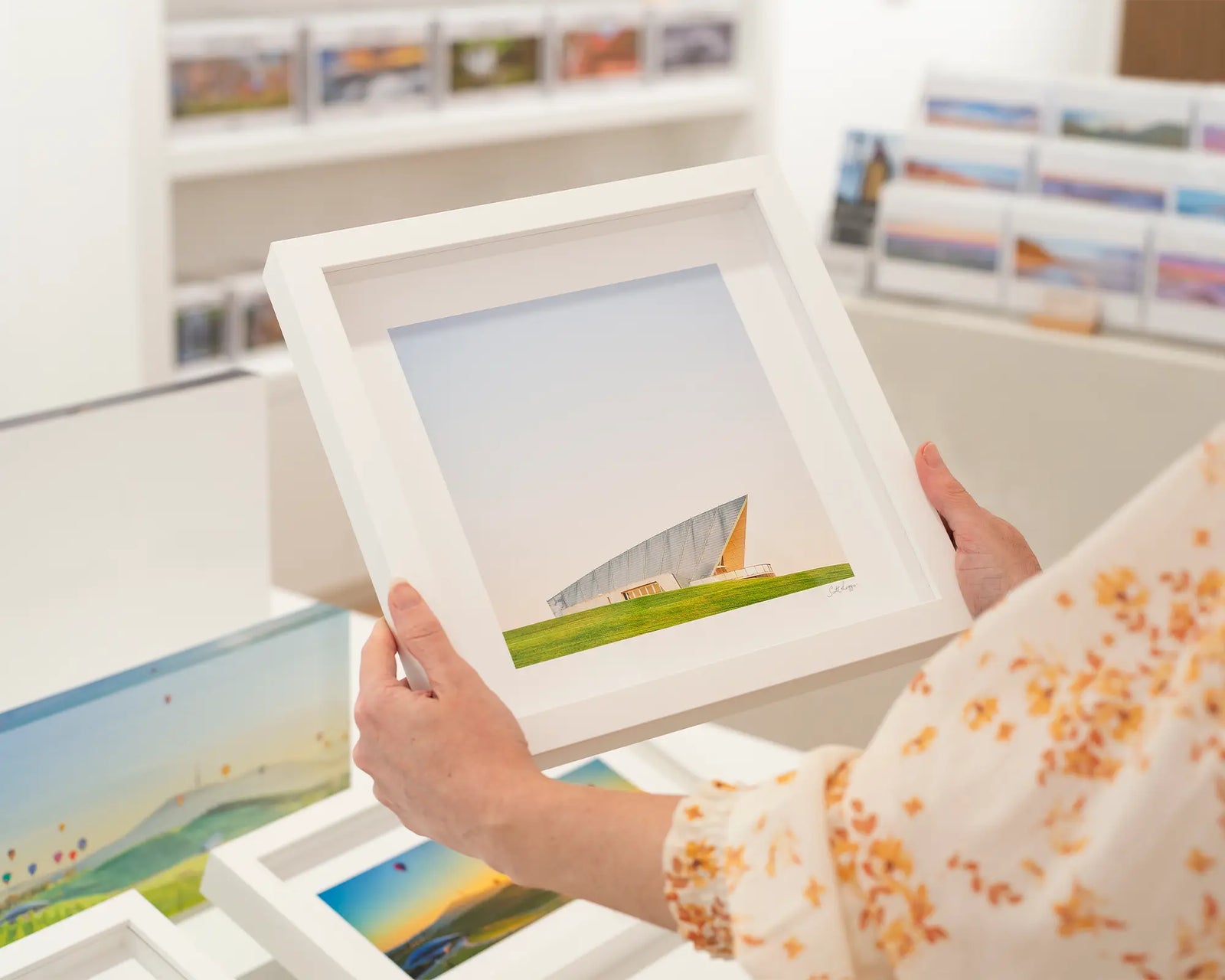 Framed photograph of the Margaret Whitlam Pavilion at the Canberra Arboretum. 