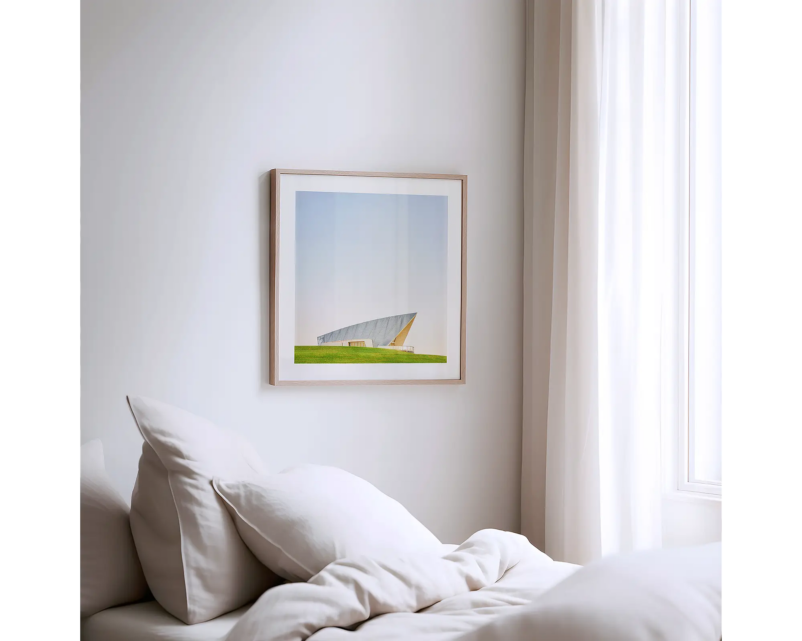 Framed photograph of the Margaret Whitlam Pavilion at the Canberra Arboretum. 