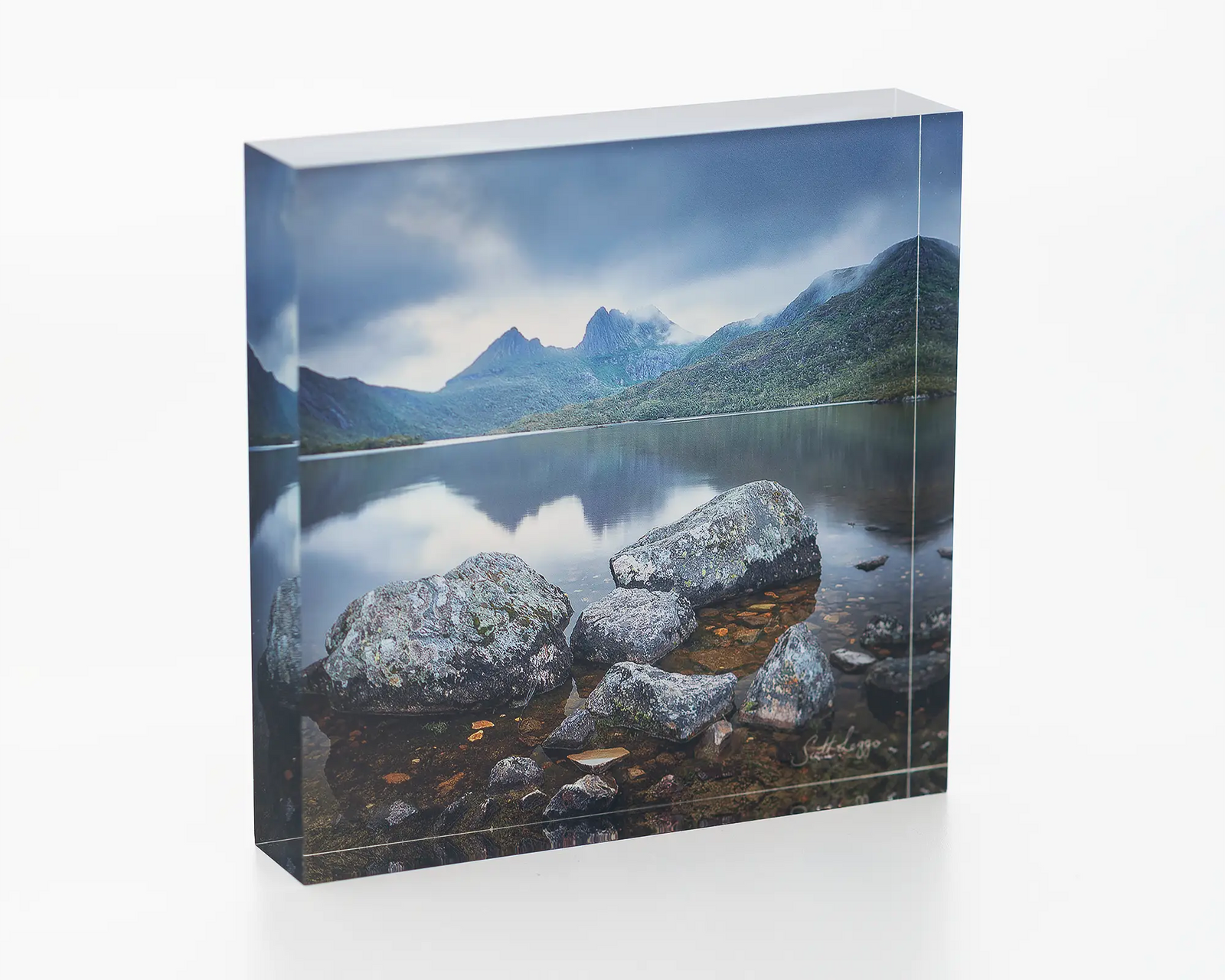 Classic Cradle acrylic block. Dove Lake and Cradle Mountain, Tasmania artwork.