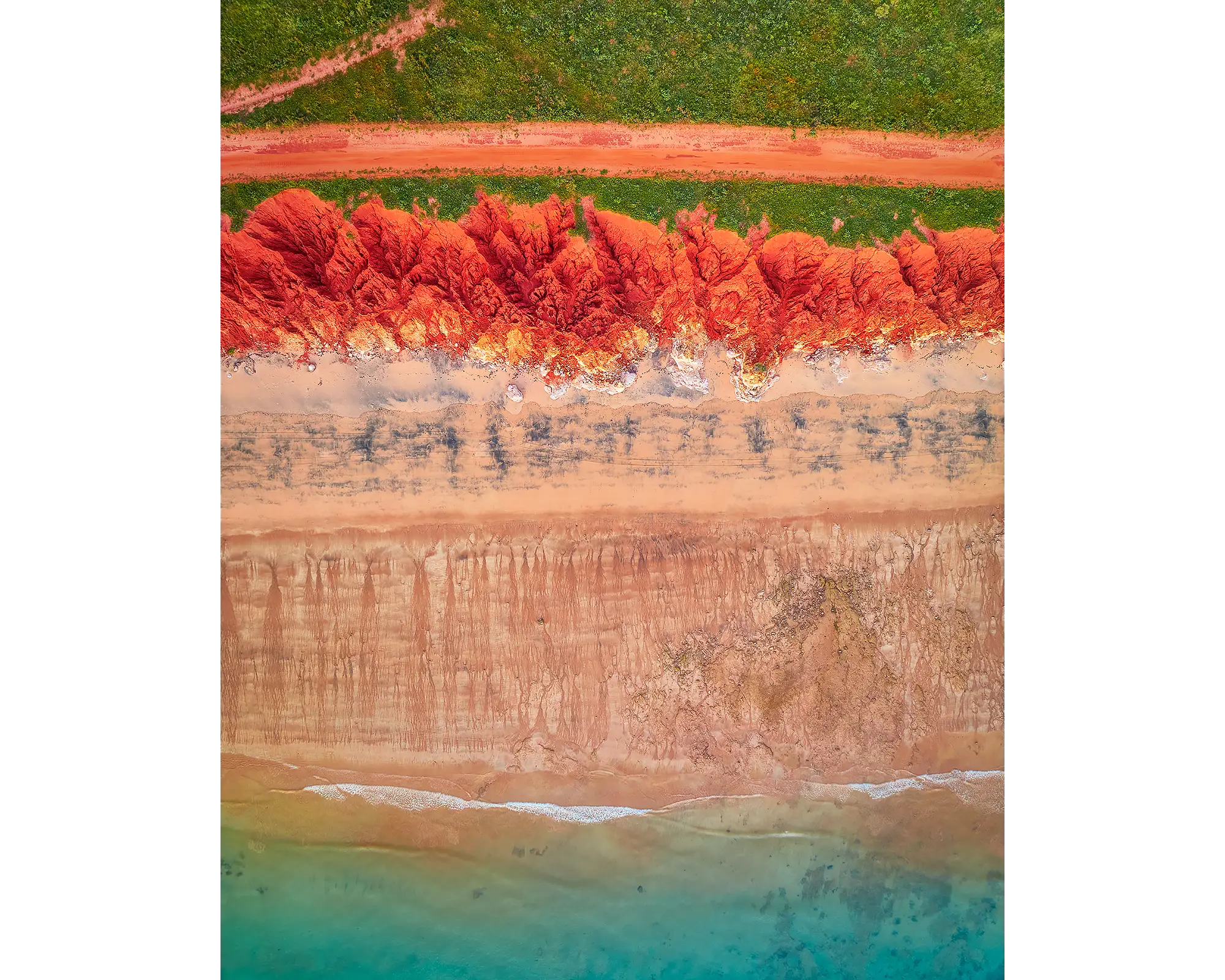 Coloured. Aerial view of James Price Point, The Kimberley, Western Australia.