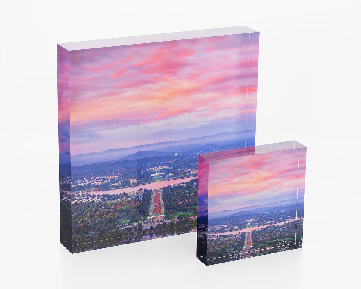 Colours Of Canberra acrylic blocks in two sizes.