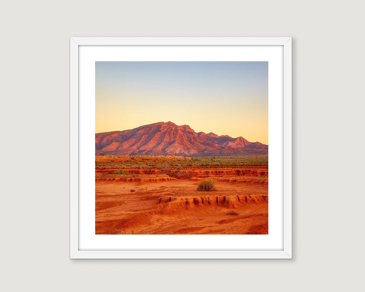 Framed photograph of the red earth at Wilpena Pound, Flinders Ranges. 