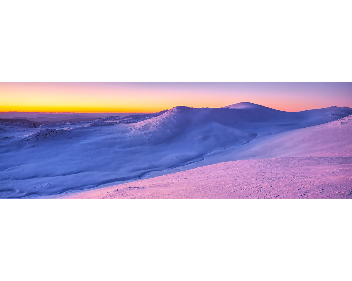 Colours Of Winter. Sunset over Mount Kosciuszko, snow sunset, New South Wales, Australia.