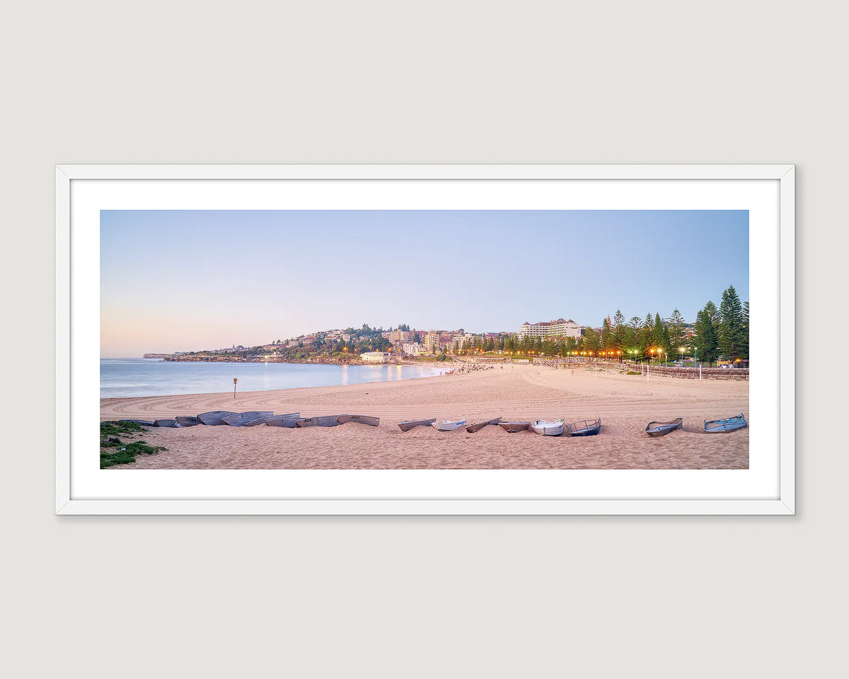 Framed photograph of an early morning on Sydney's Coogee Beach. 