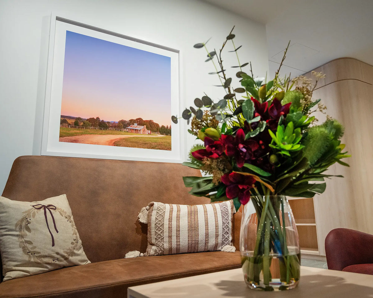 Country Charm. Rural farmhouse Bungendore, on display in sitting area in foyer.