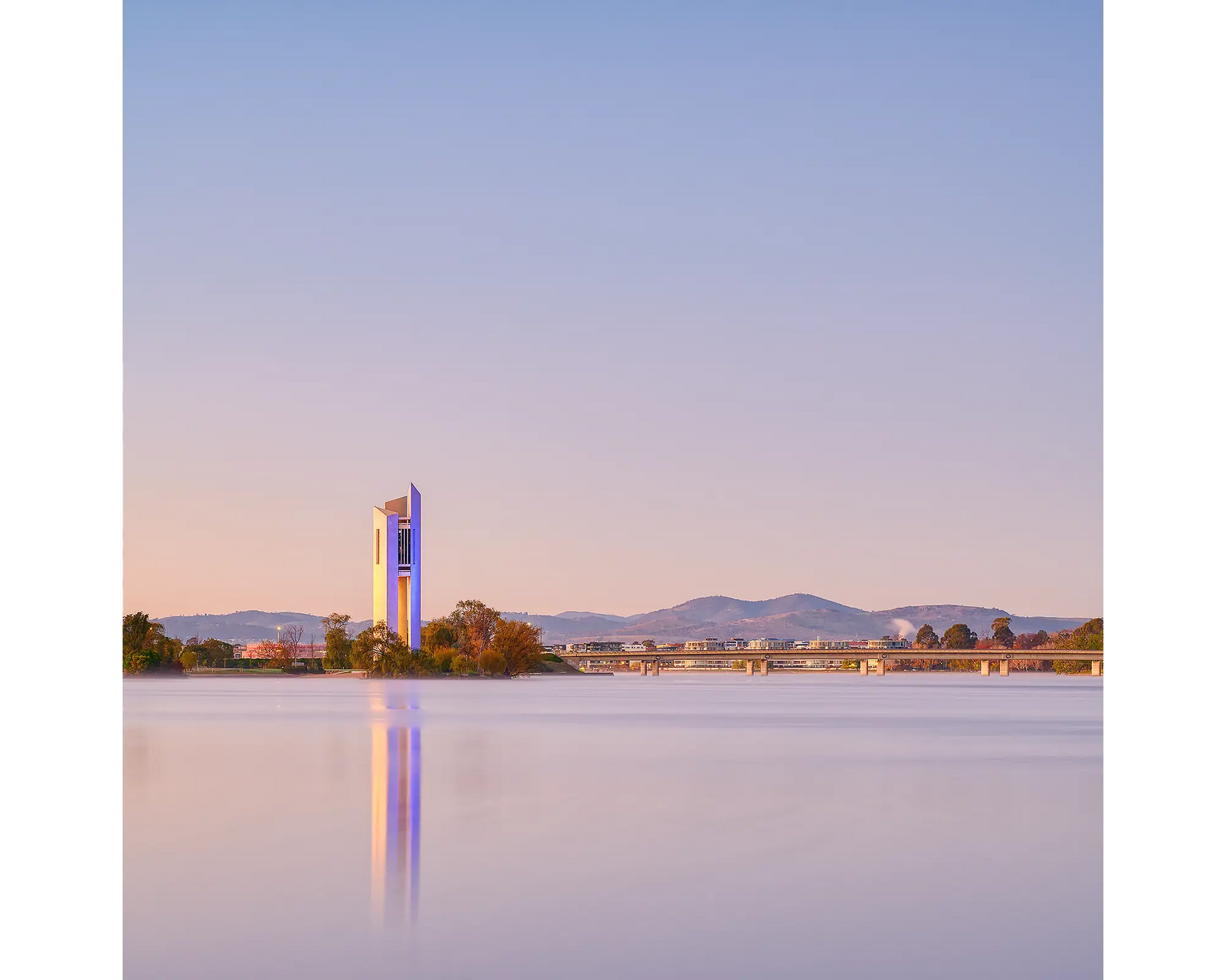 Purple light on National Carillon, Canberra.