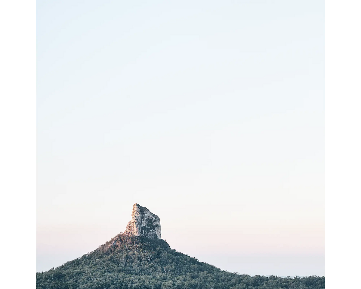 Sunset on Mount Coonowrin, Glasshouse Mountains National Park, Queensland, Australia.