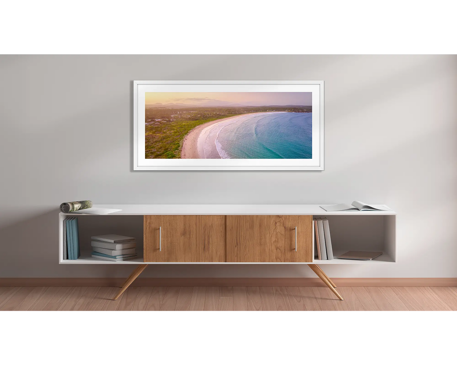 Curvature. Sunset at Broulee Beach, South Coast, New South Wales.