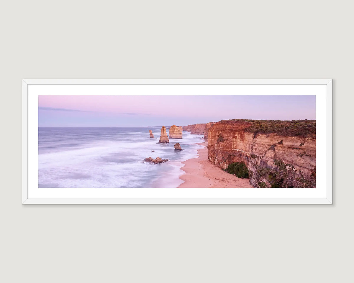 Framed photograph of a cliff and the ocean and the twelve apostles.