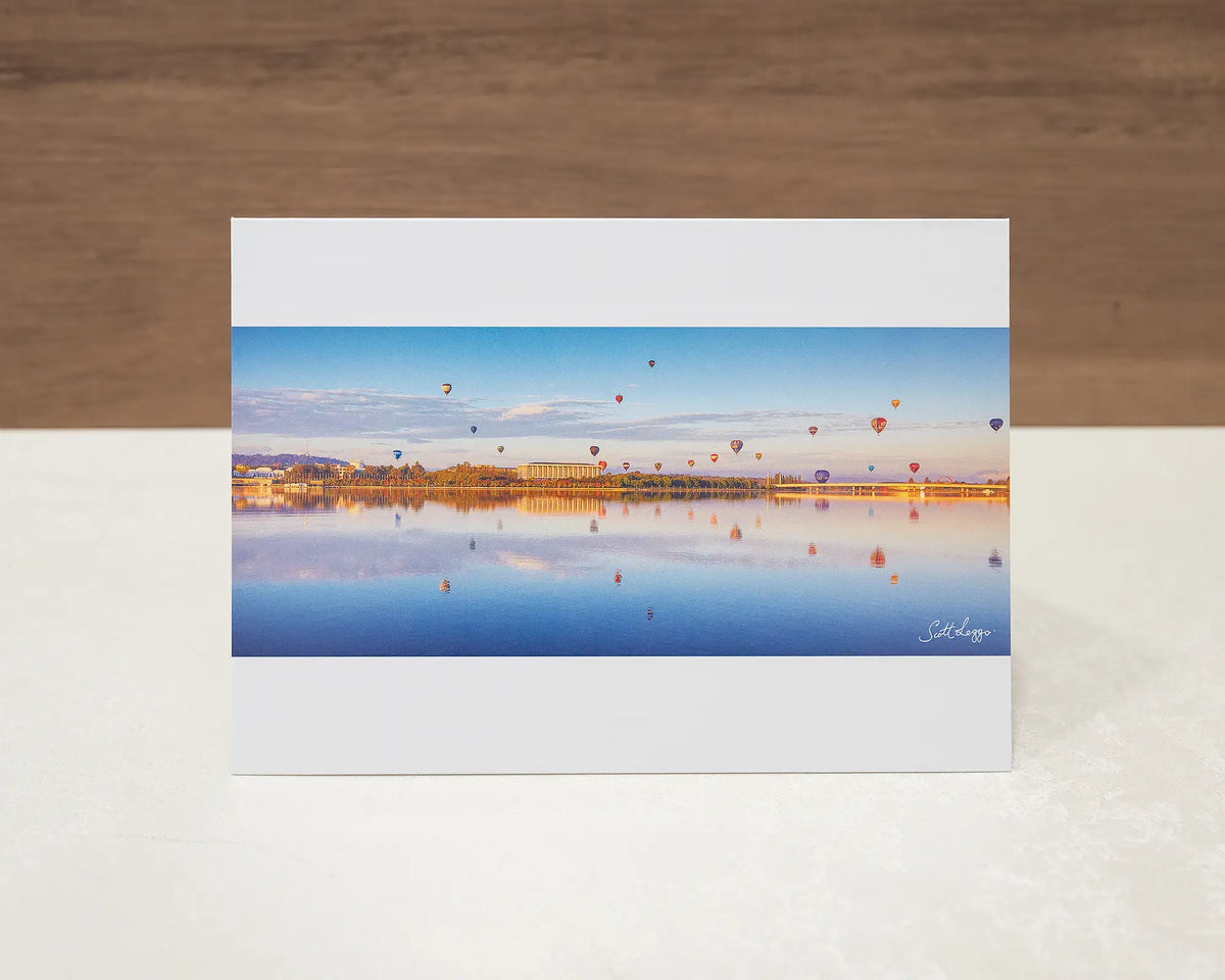 Dawn Drifters greeting card sitting on desk.