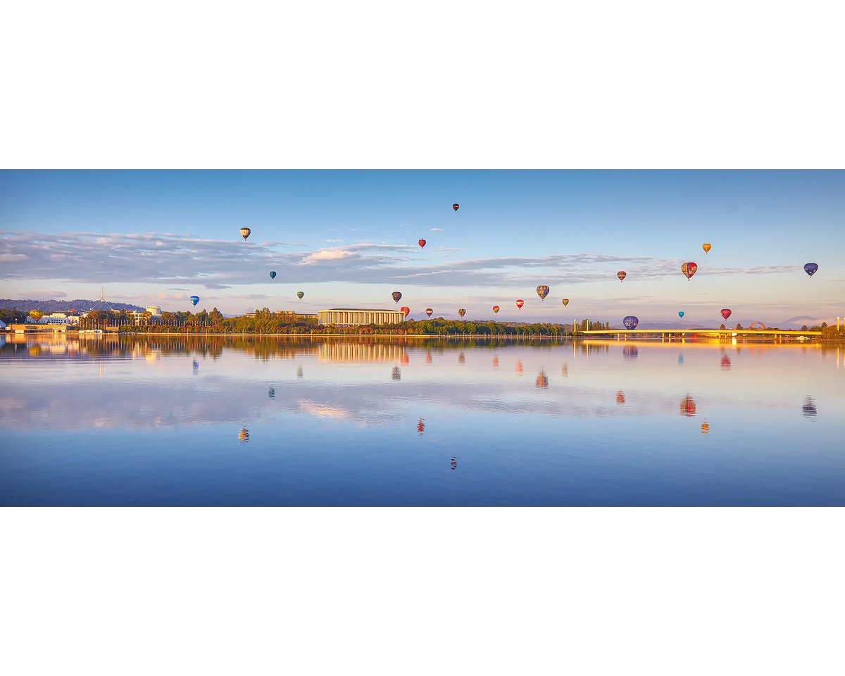 Dawn Drifters - Hot air balloons at sunrise during Balloon Spectacular, Canberra.