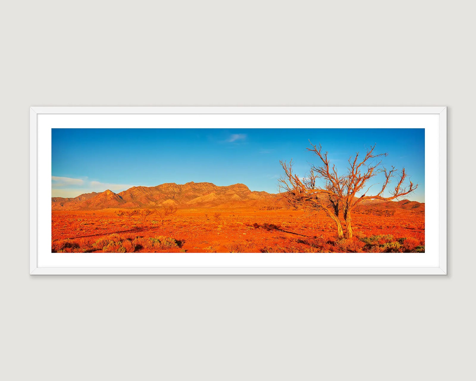 Photographic wall art print of red earth and a rocky outcrop at Wilpena Pound, Flinders Ranges. 