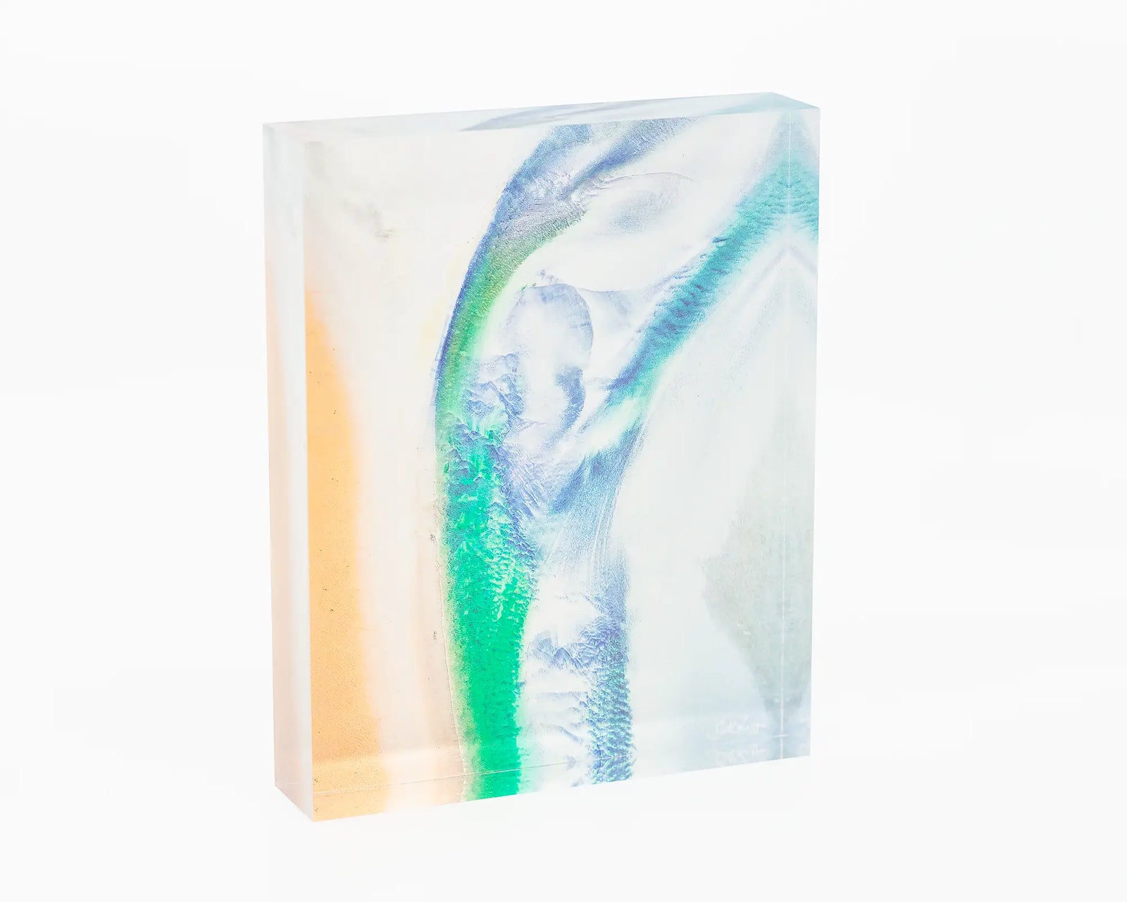 Displacement, Abstract Aerial Acrylic Desk Block.