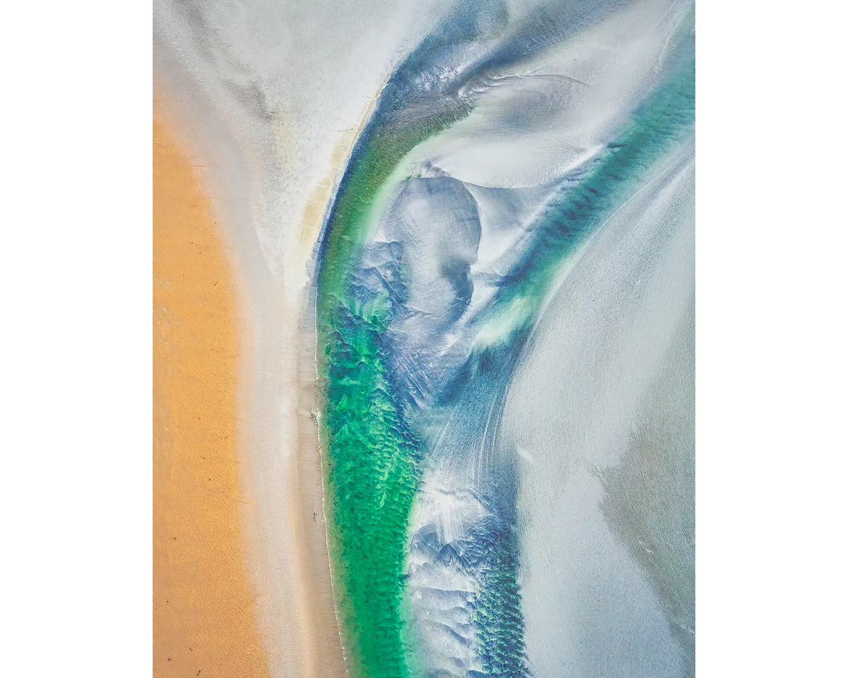 Aerial view of tidal patterns in Roebuck Bay, the Kimberley, WA. 