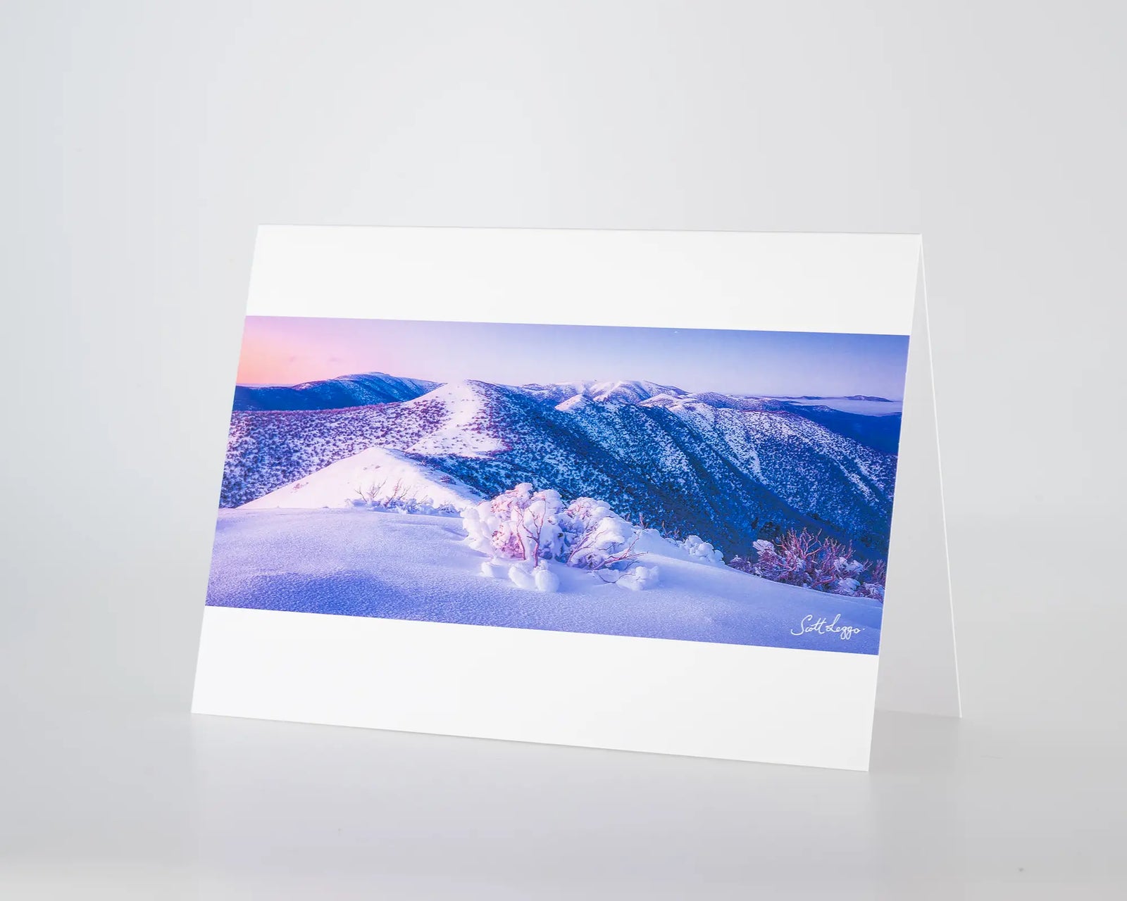 Distance. Greeting card of sunrise over Victorian alps.