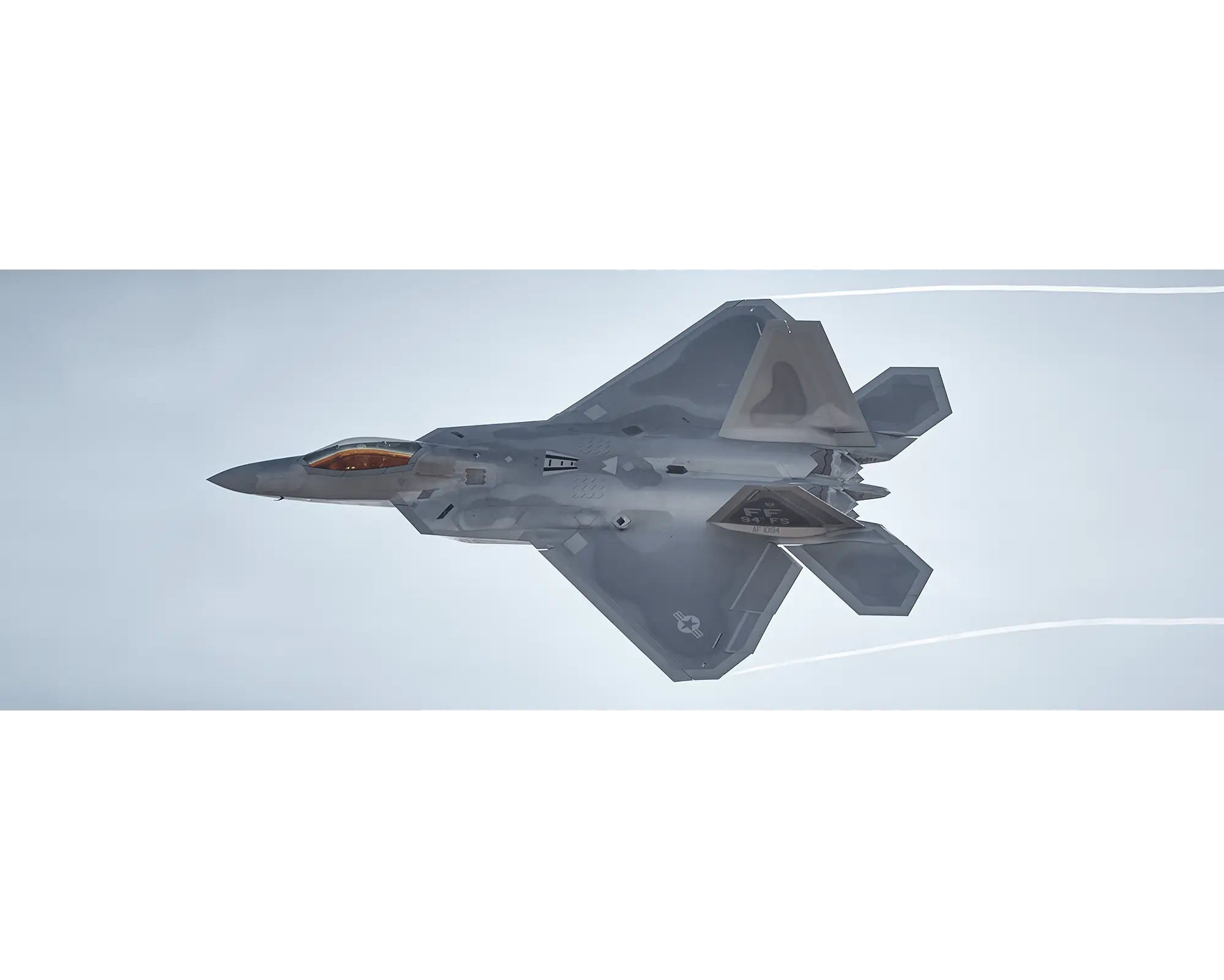 United States Air Force F-22 Raptor in flight. 