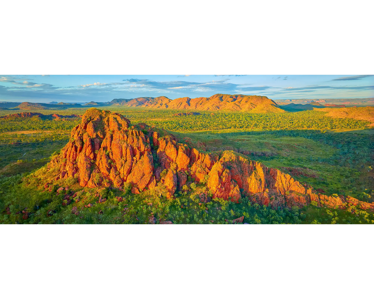 Sunset over rock formation in the East Kimberley, Western Australia.