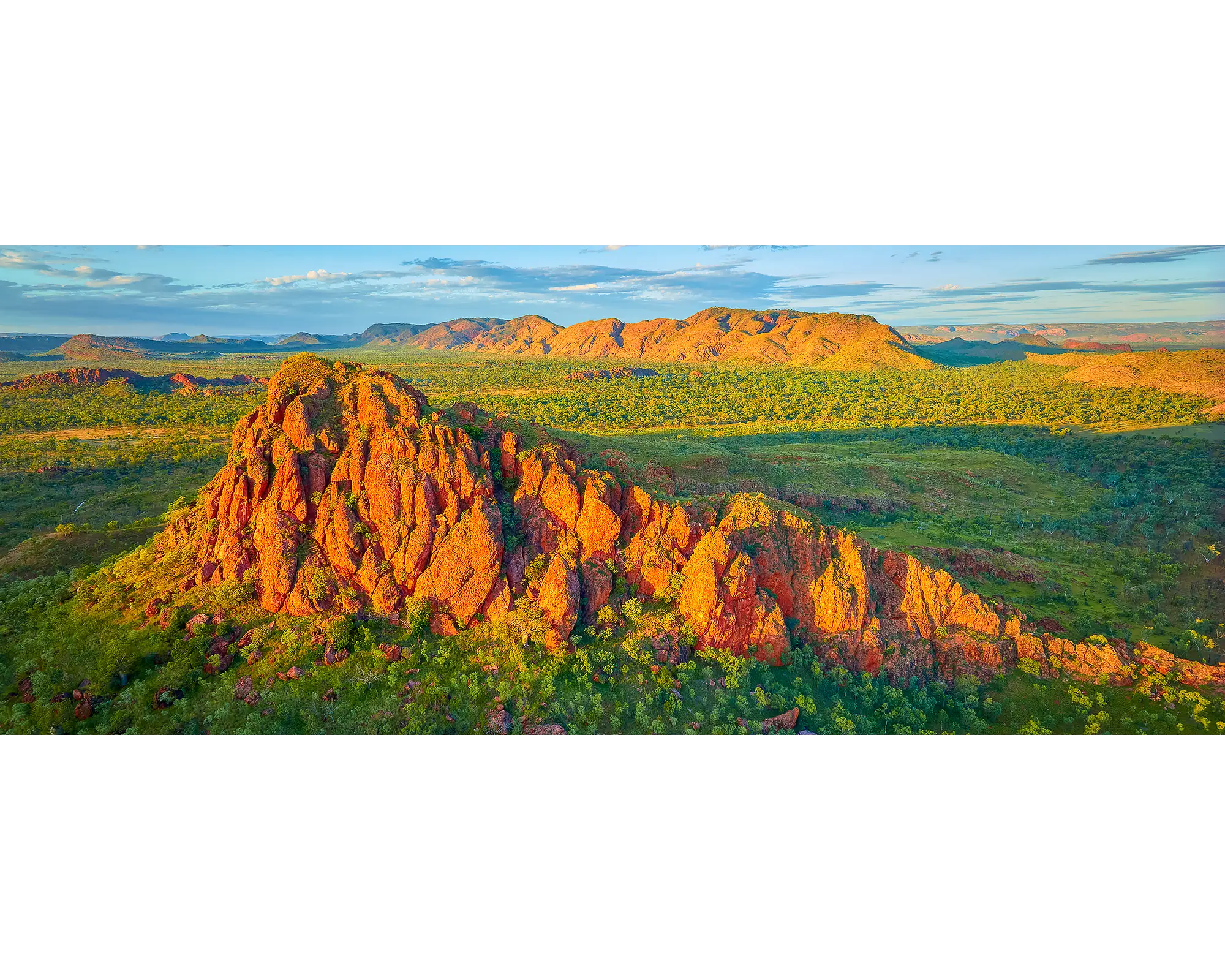 Sunset over rock formation in the East Kimberley, Western Australia.