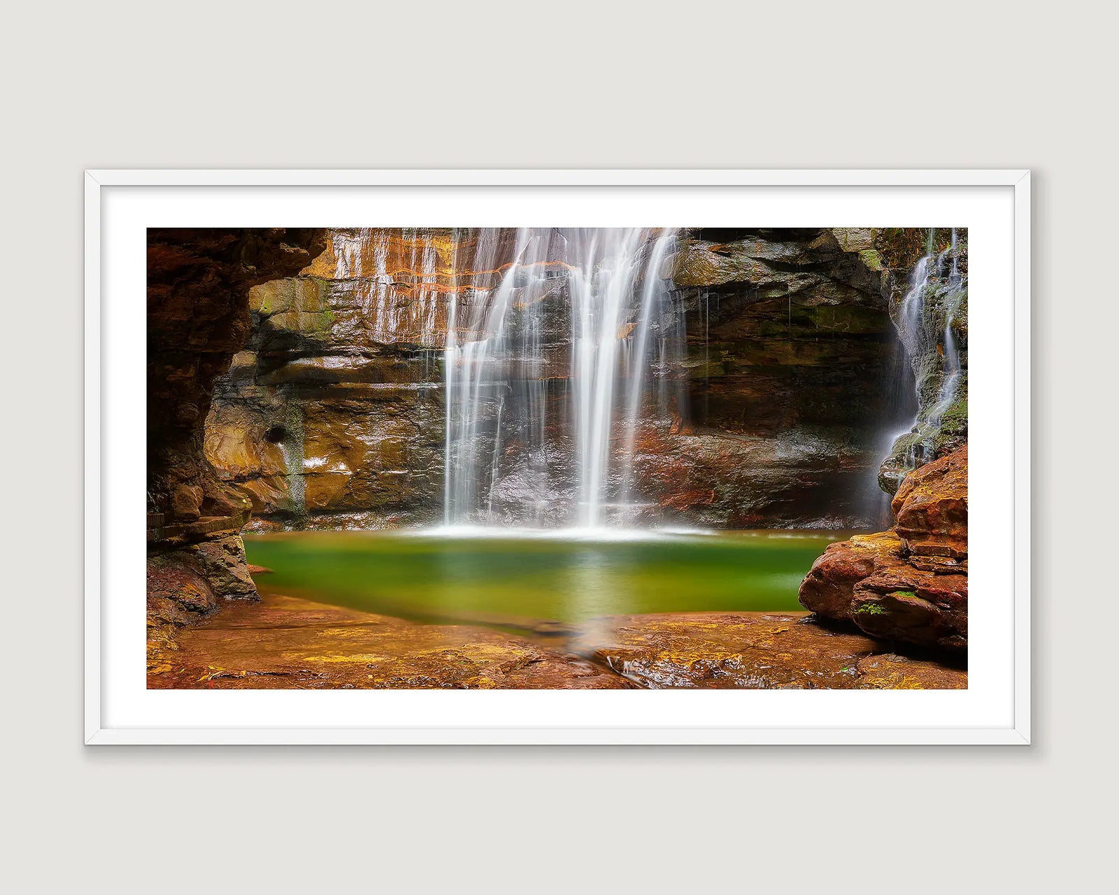 Framed photographic print of the Empress falls in the Blue Mountains. 