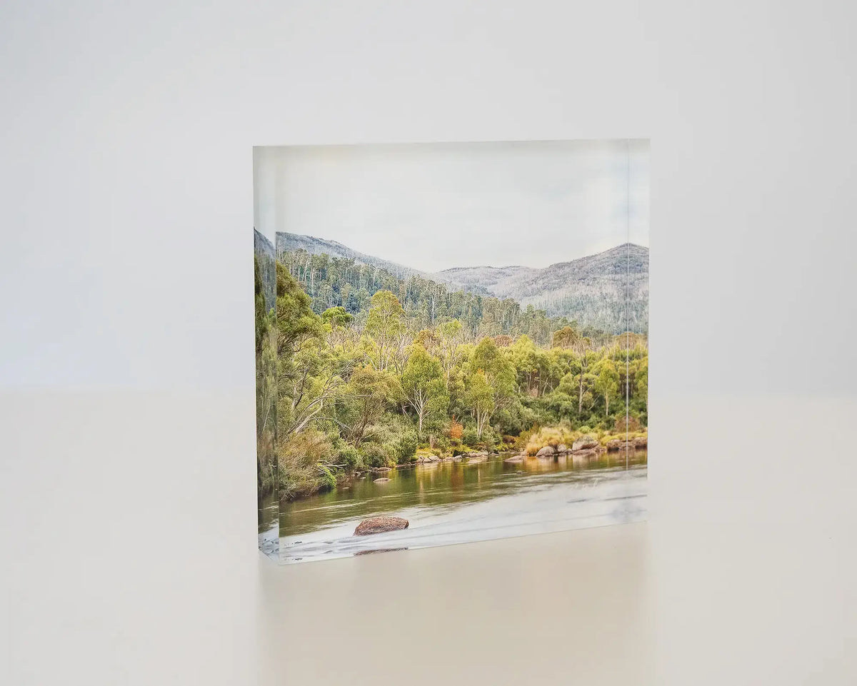 Escape to Nature. Acrylic block Thredbo River Kosciuszko National Park.