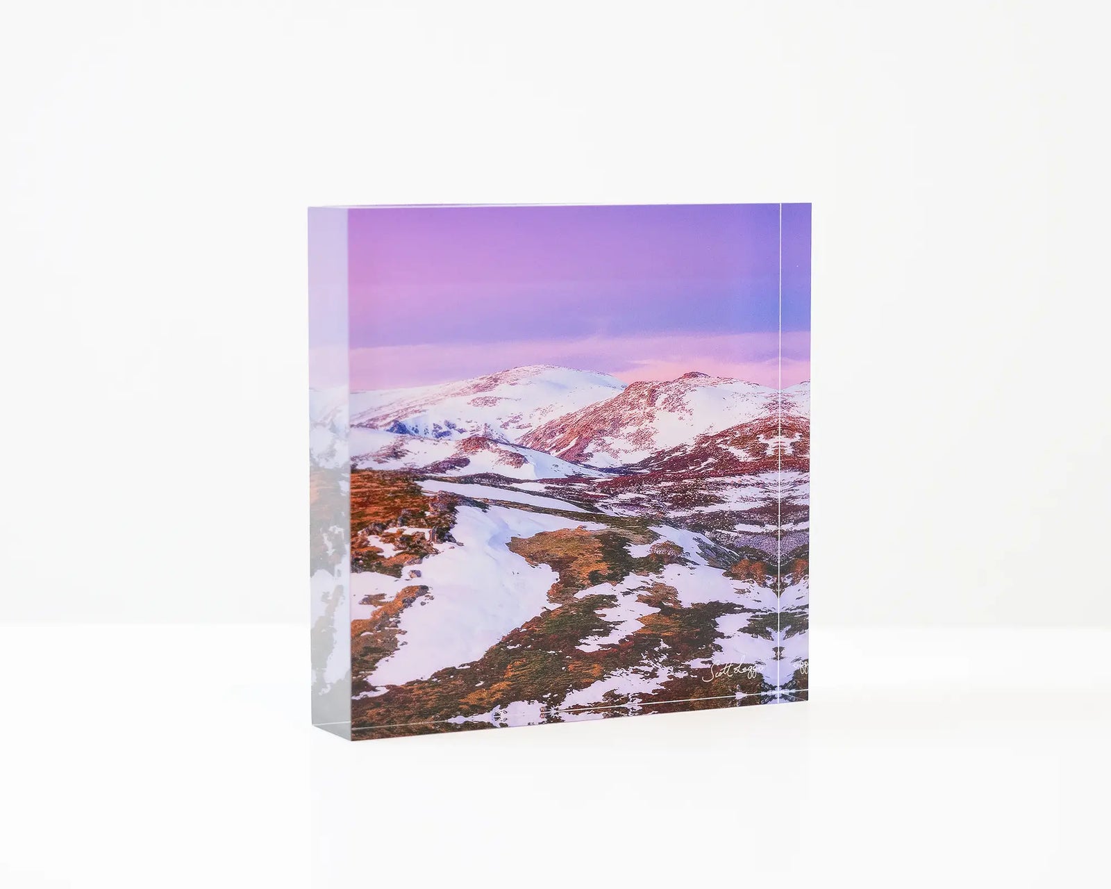 Escape To The Mountains. Acrylic block sunset over Kosciuszko National Park.