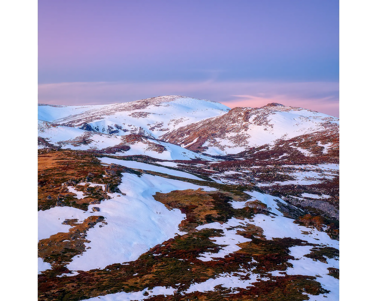 Escape To The Mountains - sunset across Kosciuszko National Park with snow.