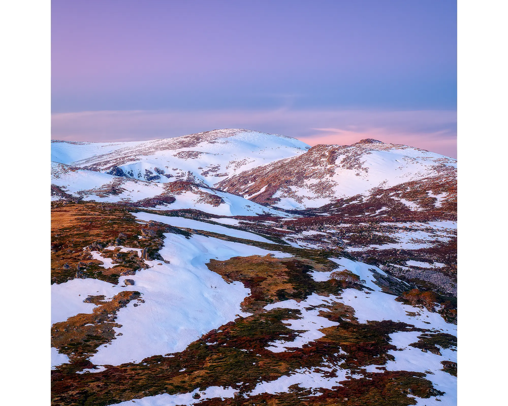 Escape To The Mountains - sunset across Kosciuszko National Park with snow.