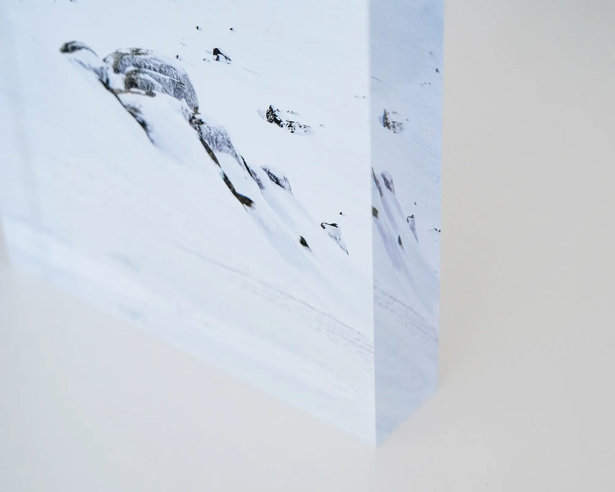 Etheridge Lines. Acrylic block Kosciuszko National Park, Rams Head Range, close-up corner detail.