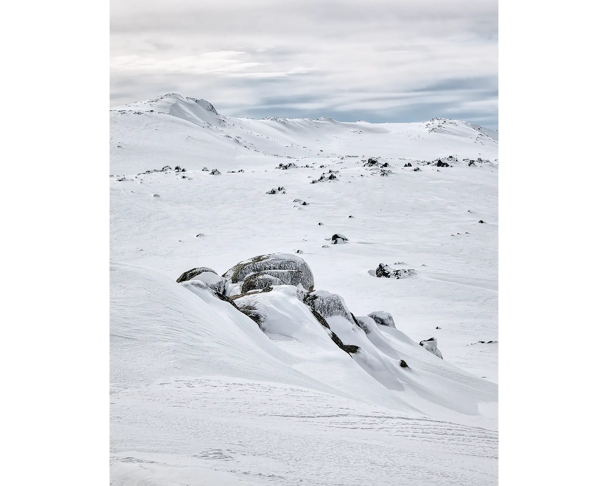 Etheridge Lines - Winter snow on Etheridge Ridge, Kosciuszko National Park, Australia.