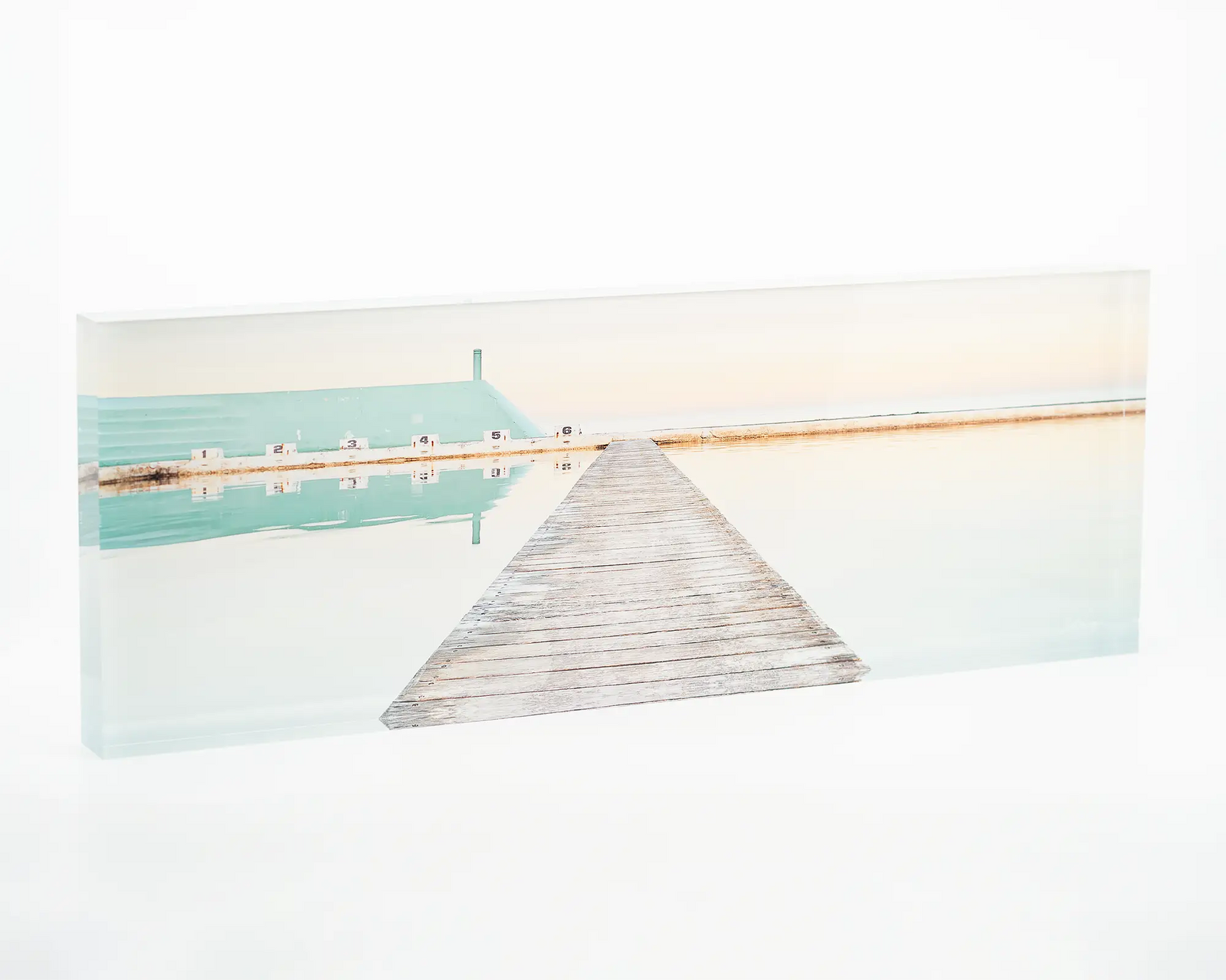 Evening Swim acrylic block. Newcastle Ocean Baths. 