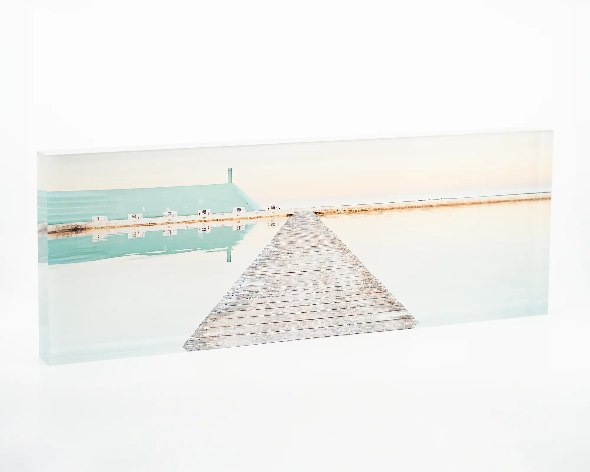 Evening Swim acrylic block. Newcastle Ocean Baths. 