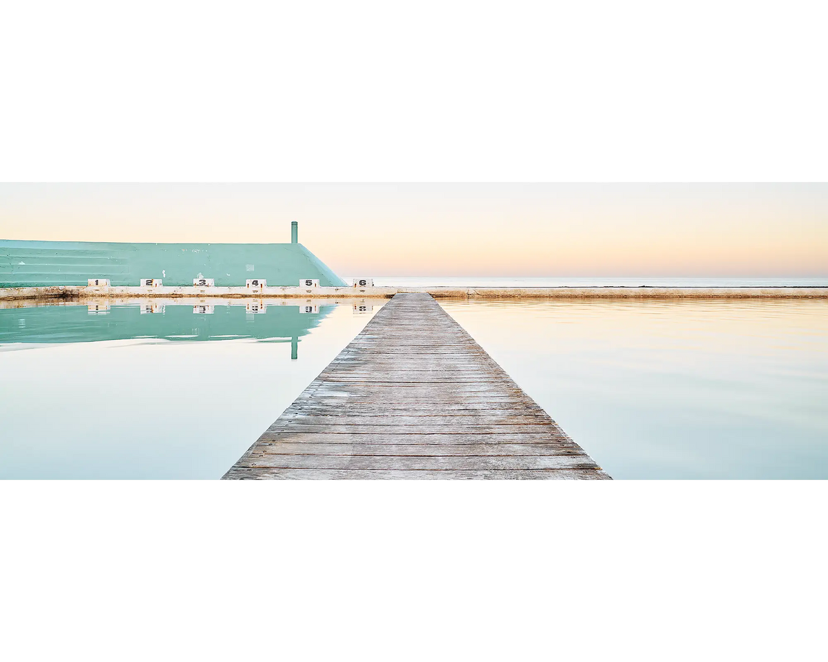 Calm waters with reflections, Newcastle Ocean Baths, Newcastle, NSW. 