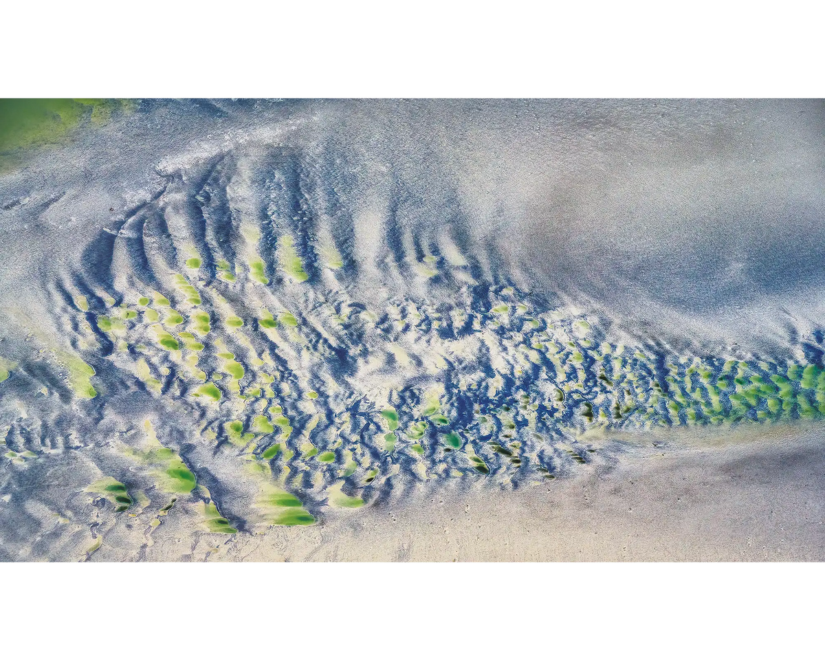 Fishbone. Tidal patterns in sand viewed from above Roebuck Bay, The Kimberley, Western Australia.