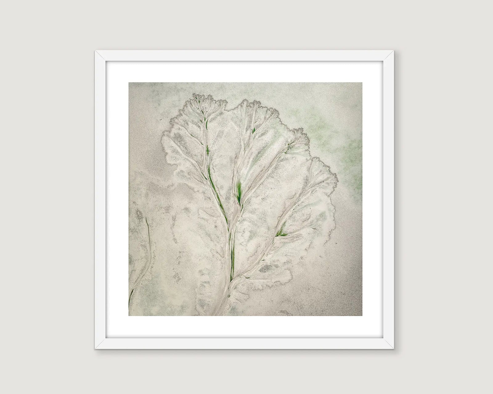 Framed abstract photographic print of patterns made by tidal mud flats at Derby.