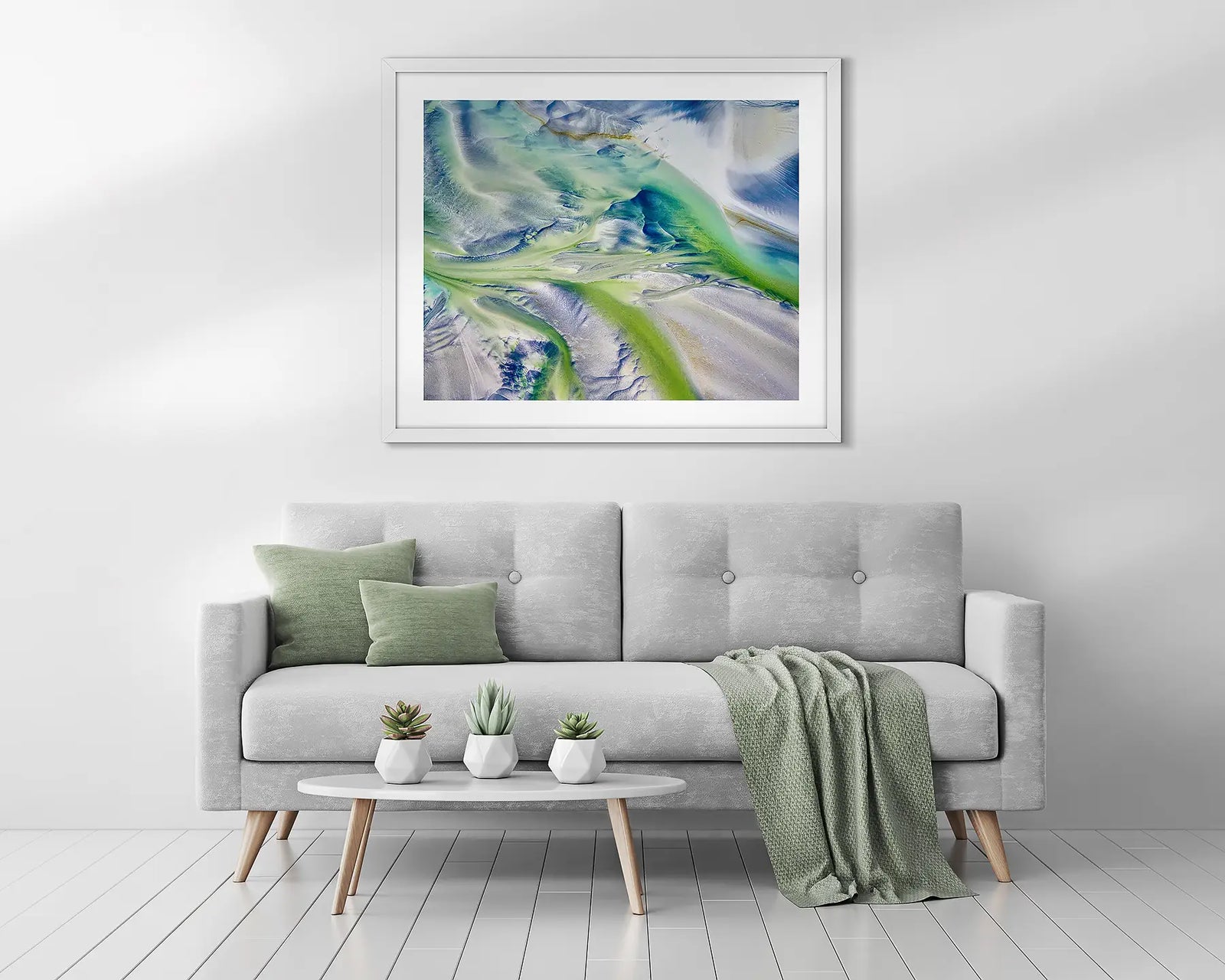 Framed abstract artwork of patterns in the sand created by tidal movements at Roebuck Bay. 
