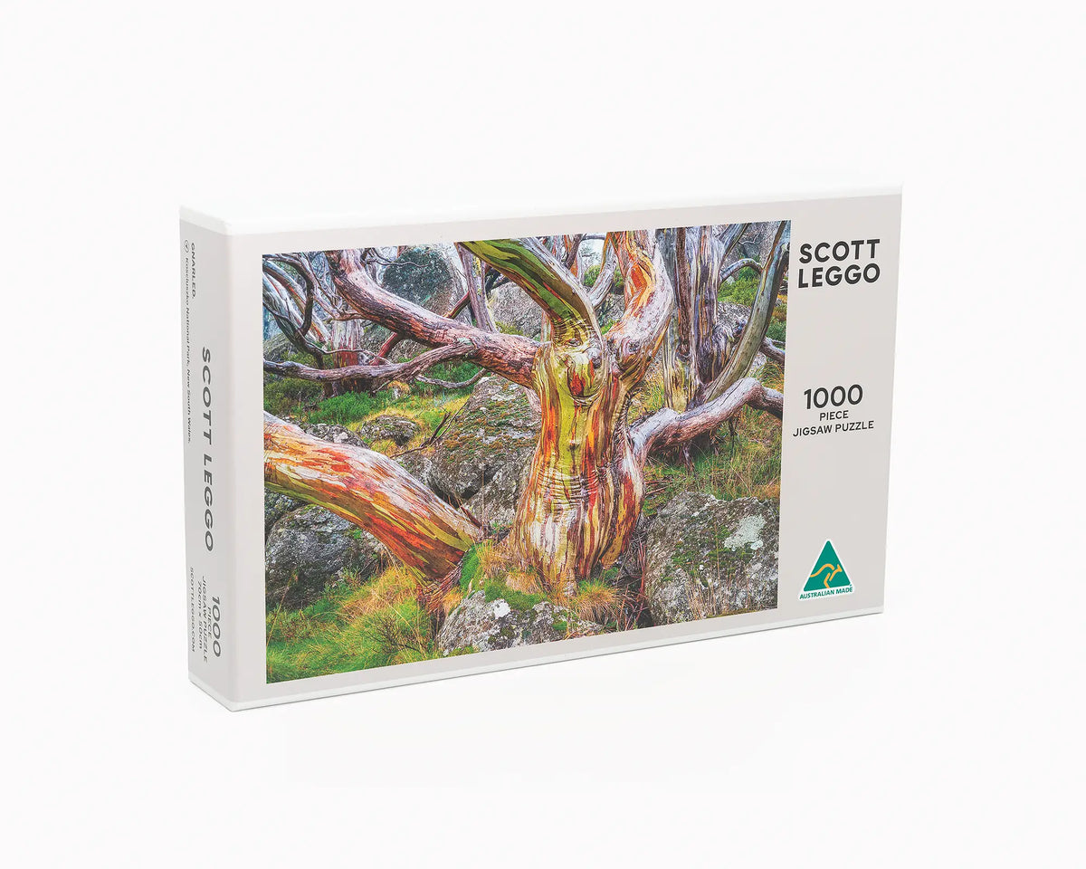 Gnarled 1000 piece snow gum jigsaw puzzle box.