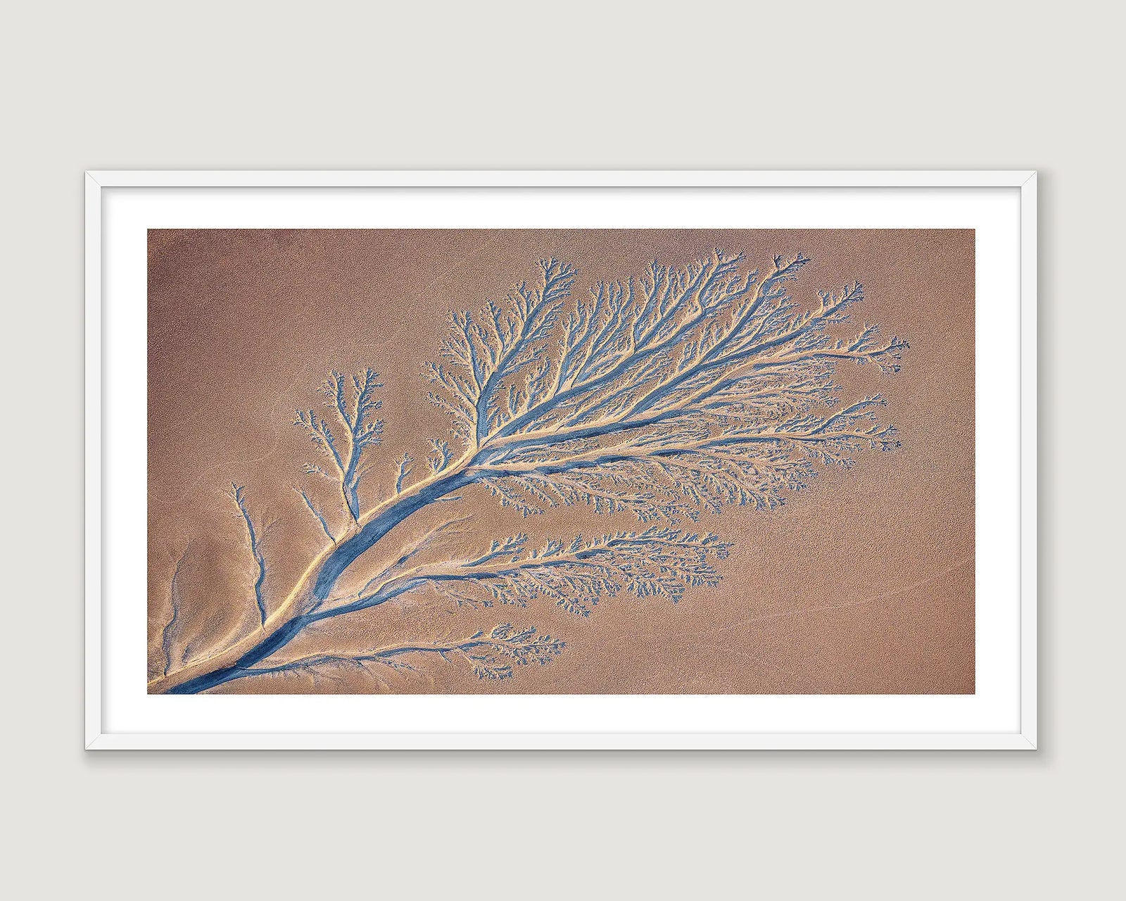 Framed abstract wall art print of tidal mud flats created by the King River. 