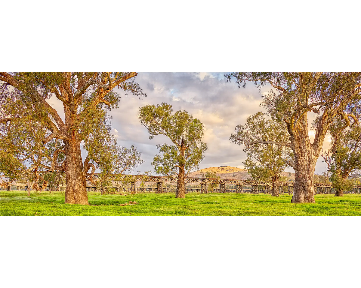 Gundagai Heritage - OLd railway bridge and Hume Highway, New South Wales, Australia.