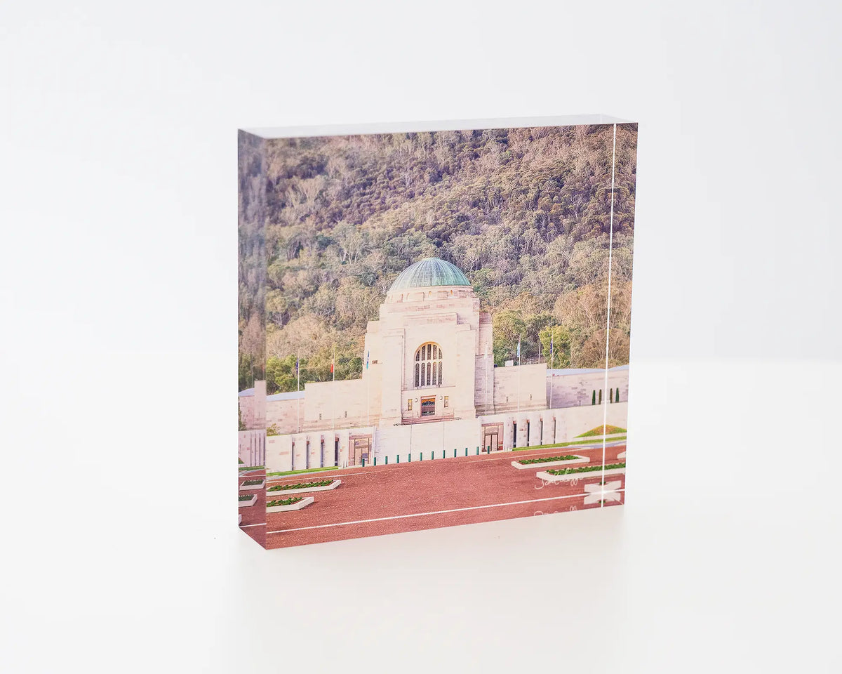 Honouring Their Spirit. Acrylic block of the Australian War Memorial, Canberra.