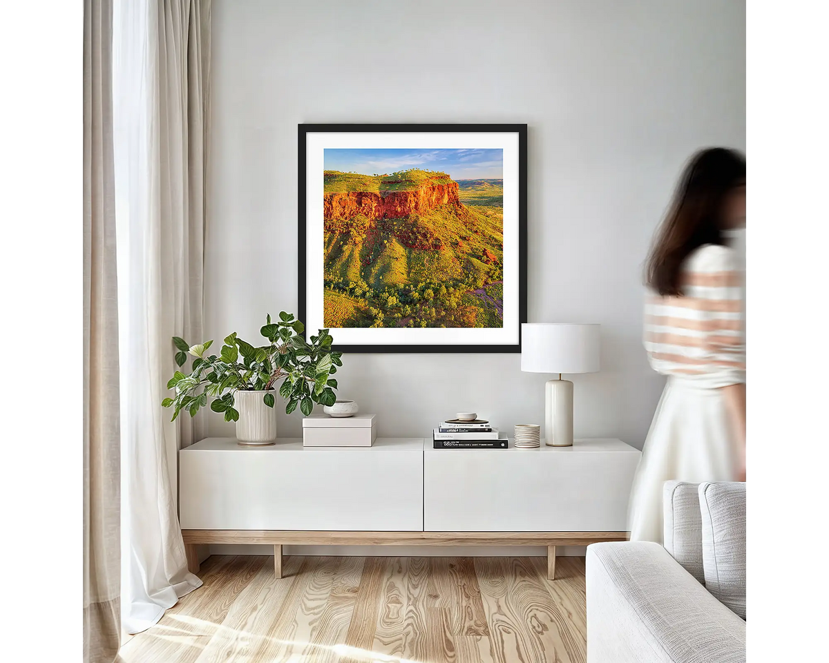 Iconic. Framed photographic print with a   black frame, of Ragged Range, the Kimberley.