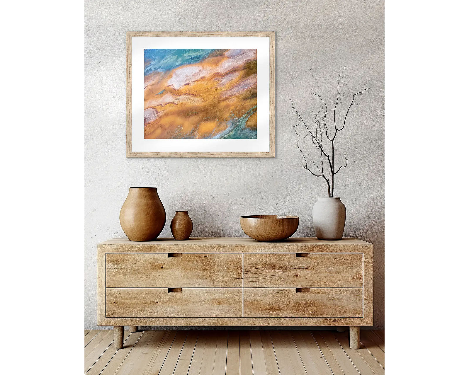 Framed wall art print of tidal patterns in the Kimberley. 