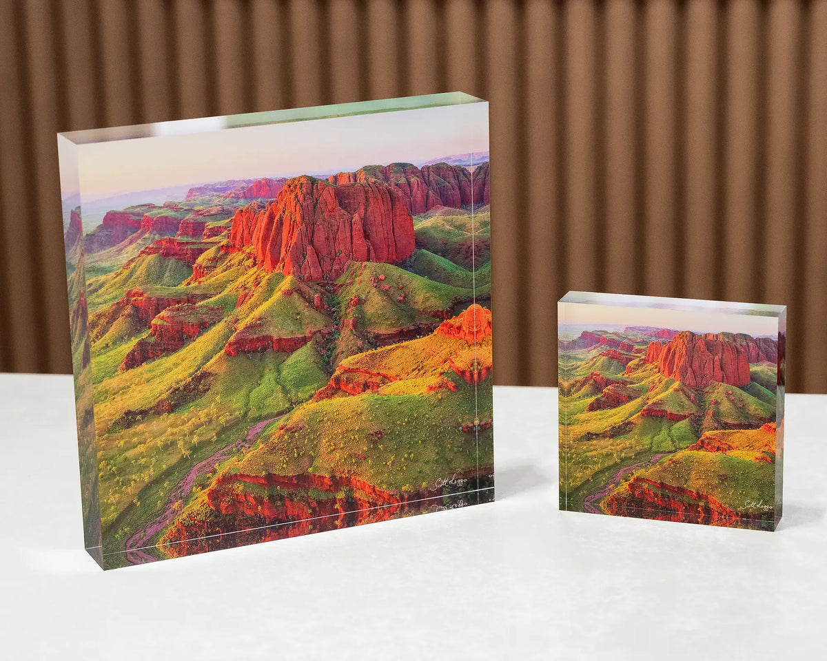 Kimberley Spirit. Ragged Range, The Kimberley, Western Australia, 10cm and 19cm acrylic blocks.