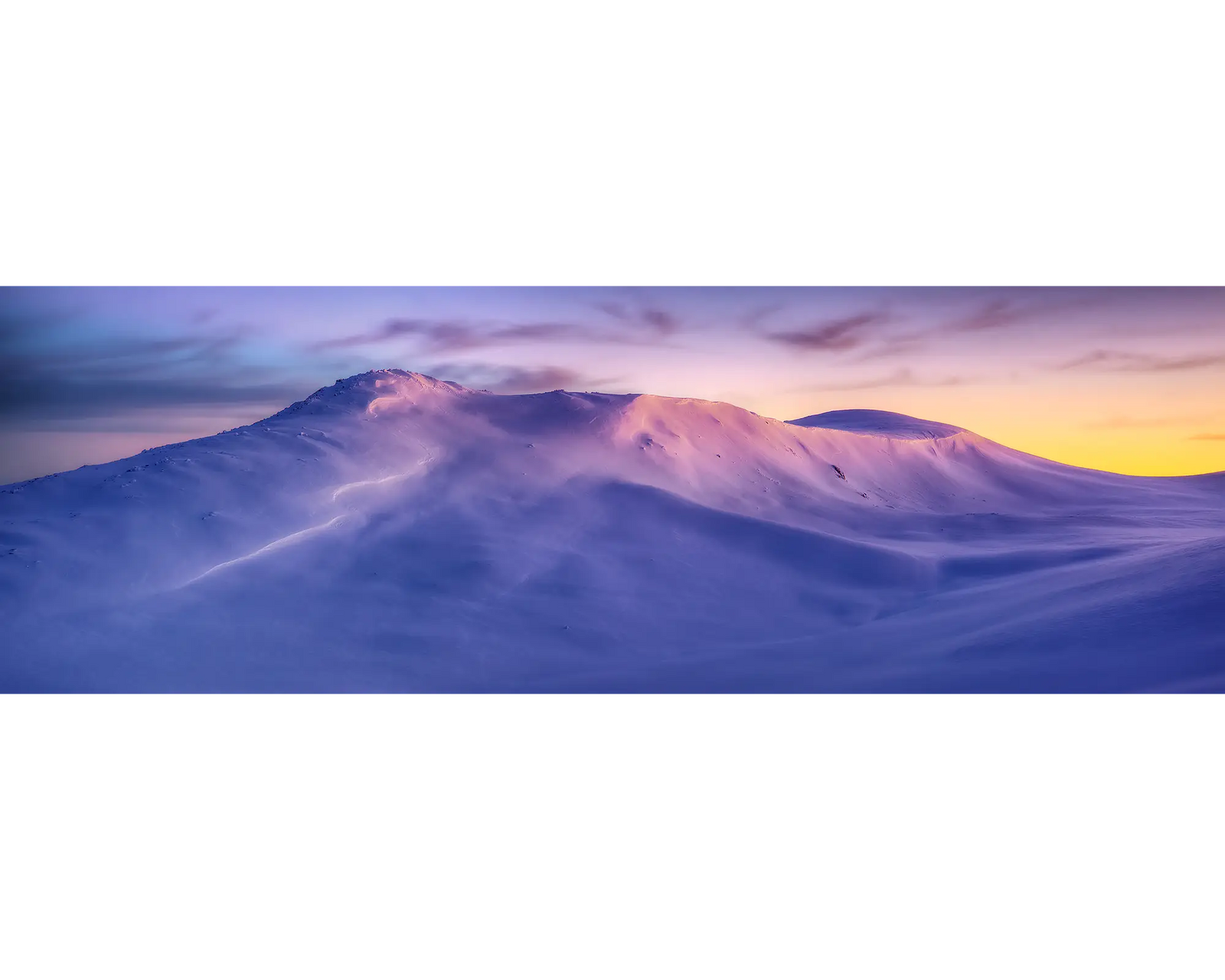 Kosciuszko Dawn. Sunrise over Mount Kosciuszko in winter, Kosciuszko National Park, New South Wales, Australia.