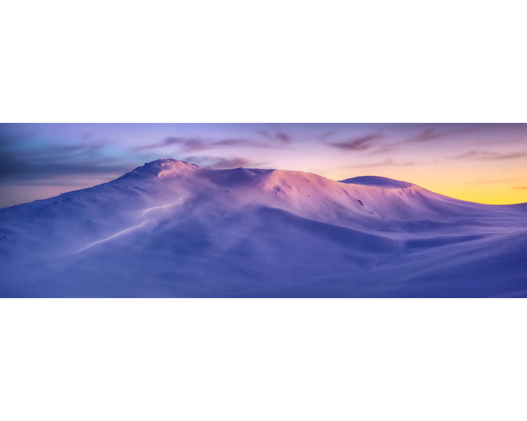 Kosciuszko Dawn. Sunrise over Mount Kosciuszko in winter, Kosciuszko National Park, New South Wales, Australia.