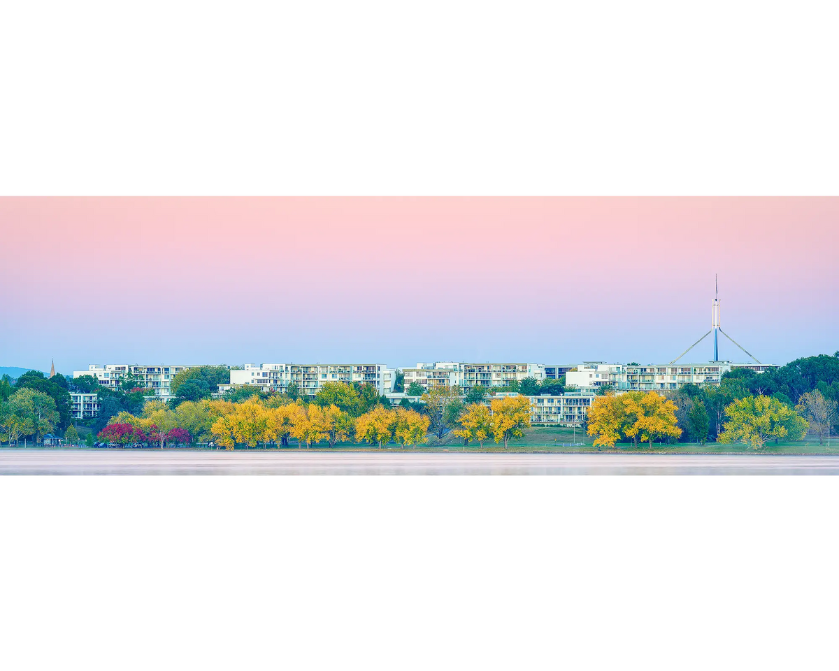 Sunrise over Landmark Apartments, Barton, Canberra.