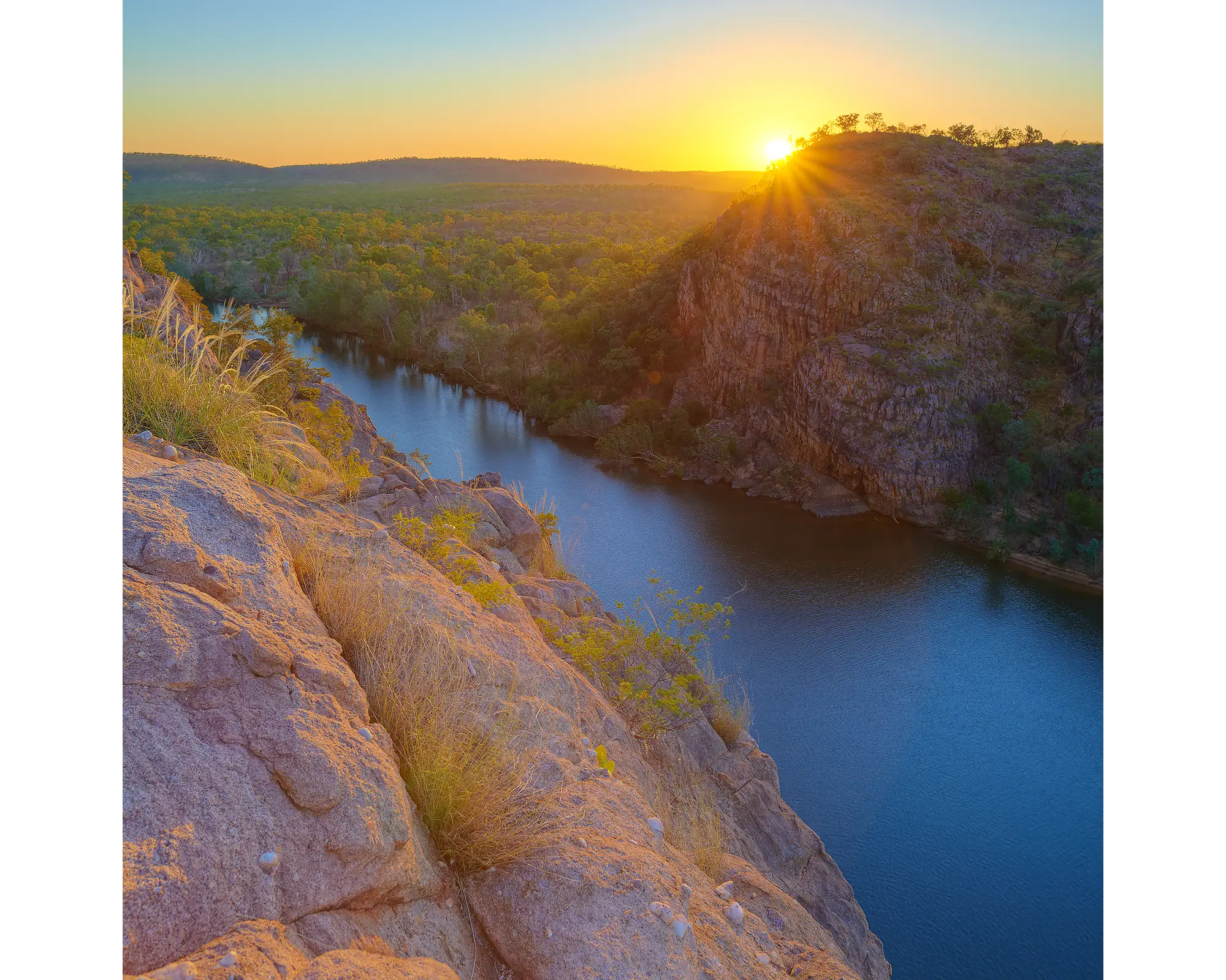 Last Light. Setting sun over Katherine Gorge, Nitmiluk National Park, Northern Territory, Australia.