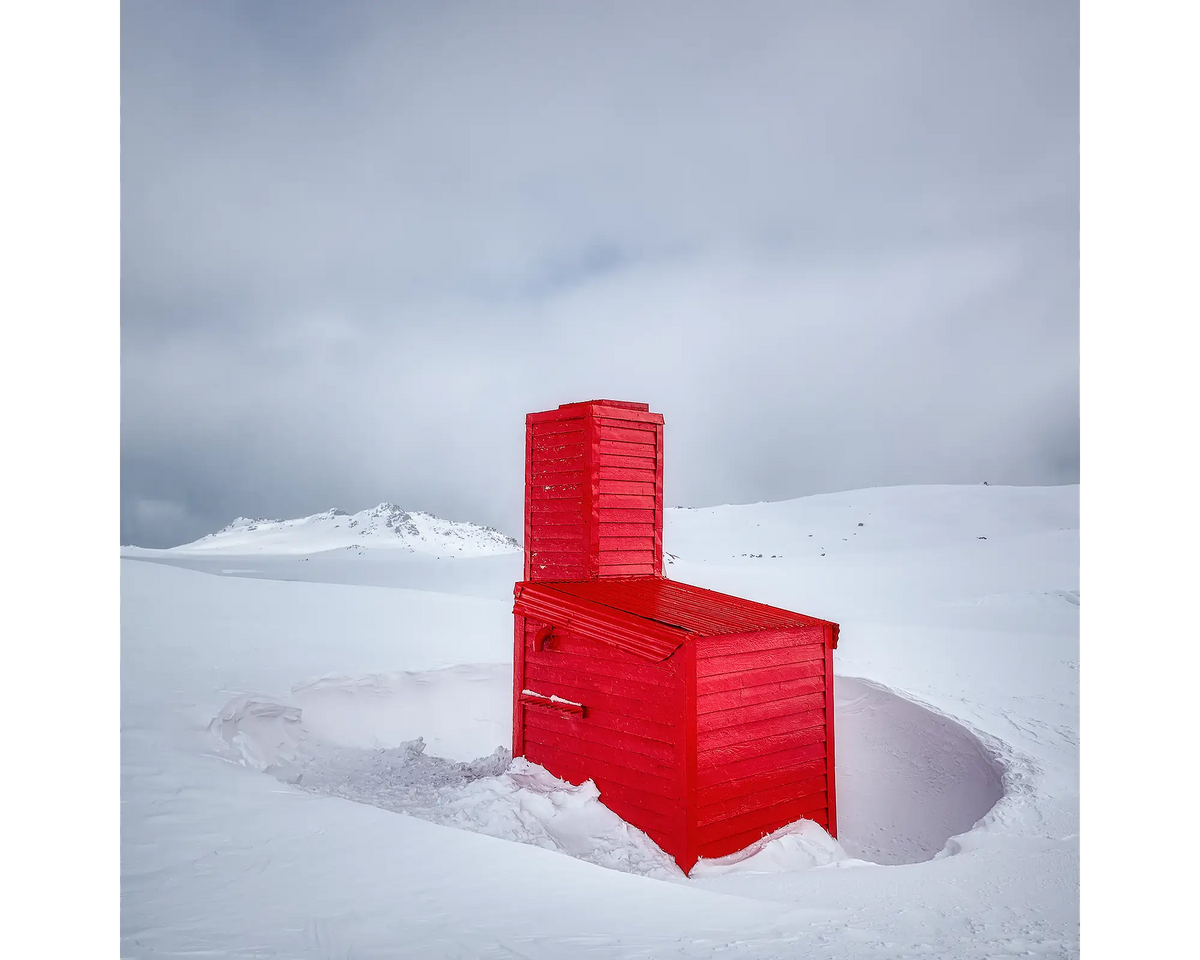 Little Red - Cootapatamba Hut in snow, Kosciuszko National Park.