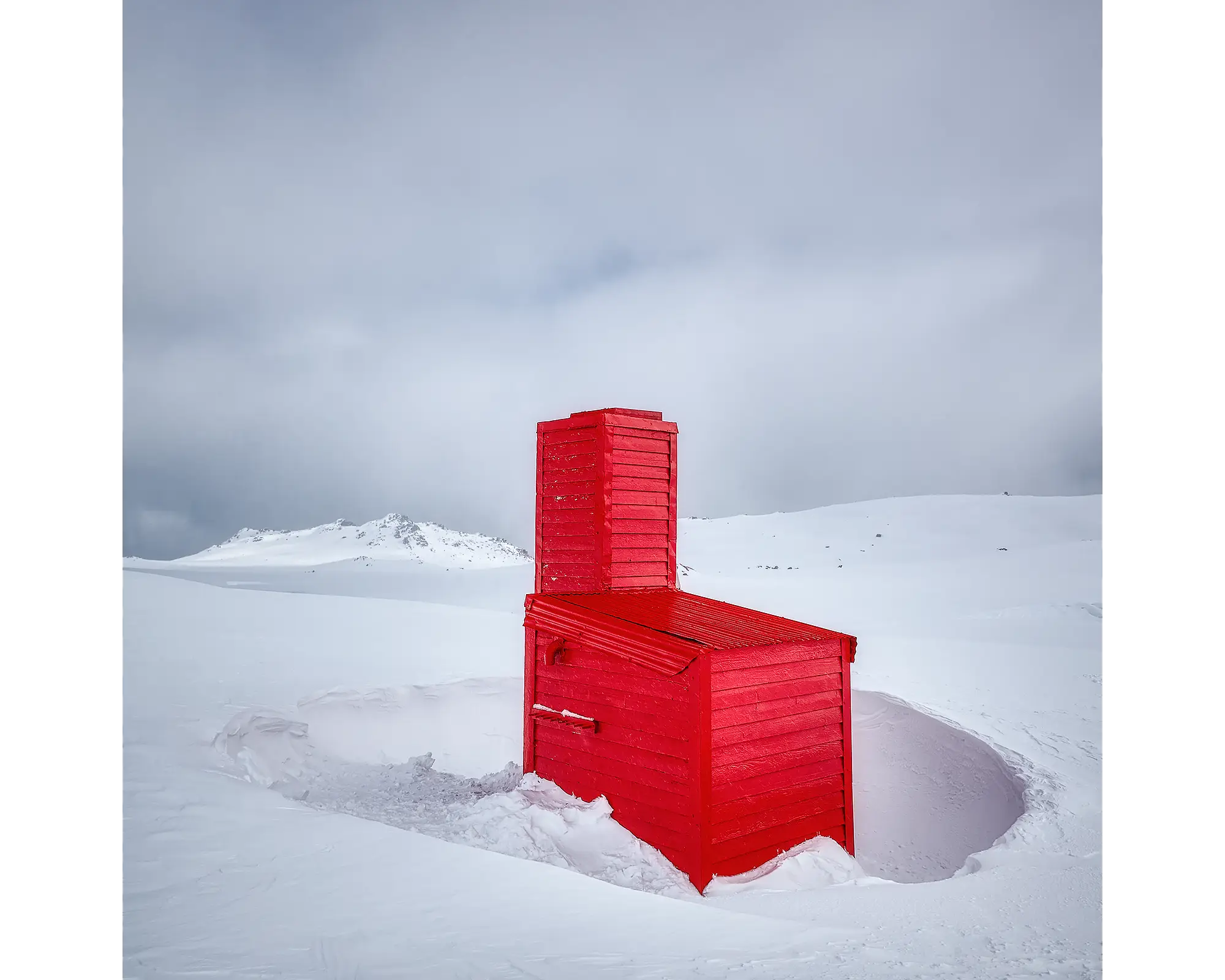 Little Red - Cootapatamba Hut in snow, Kosciuszko National Park.